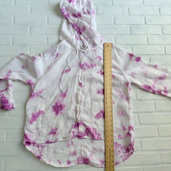 Rachel Zoe Women's 100% Linen Purple Tie Die Lightweight Jacket Beach Top sz L - Picture 5 of 6